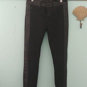 Black Hudson jeans with leather trim